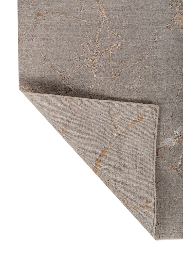 urban pause by kavi grey and black wool and bamboo silk hand knotted Rug - Perspective