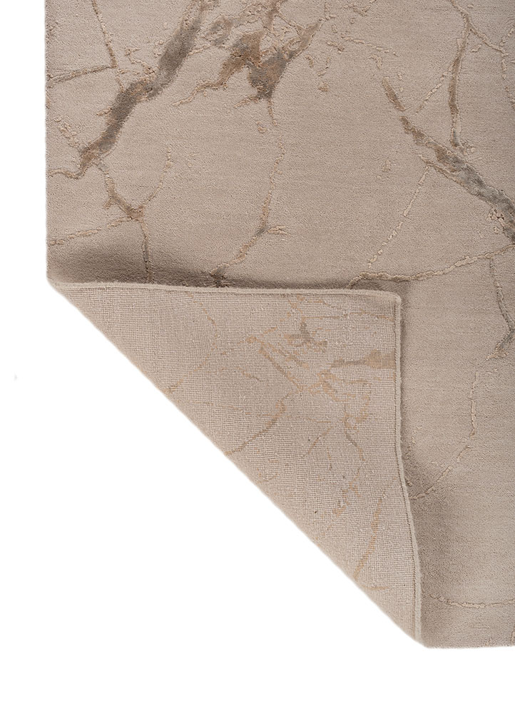 urban pause by kavi ivory wool and bamboo silk hand knotted Rug - Perspective