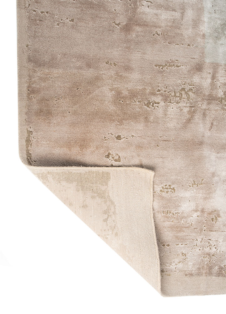 unfold by kavi ivory wool and bamboo silk hand knotted Rug - Perspective
