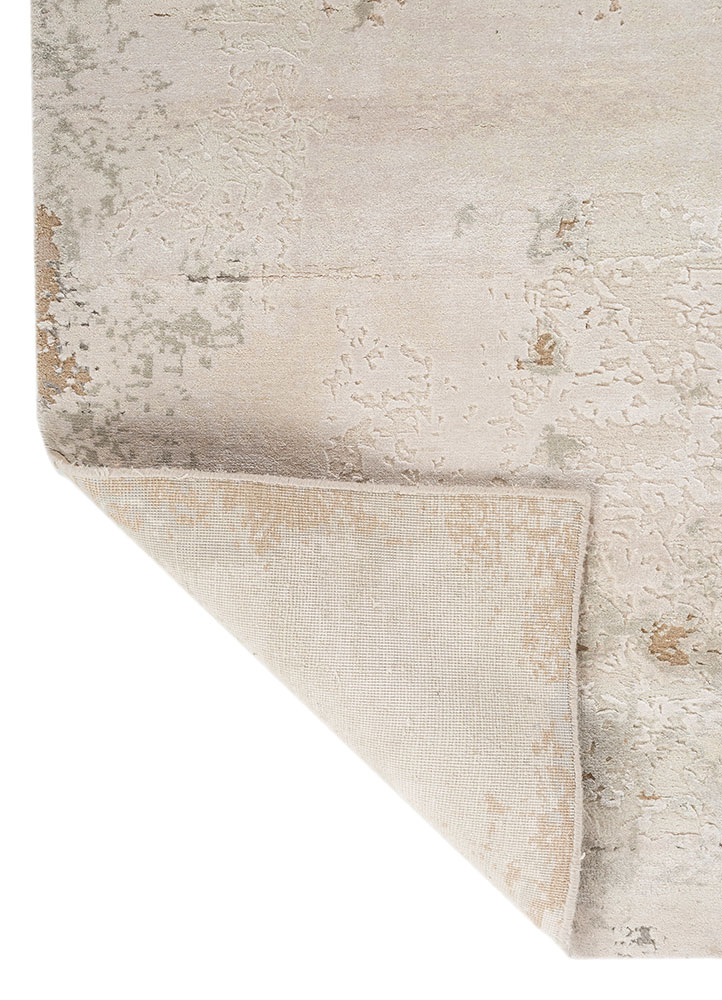 chaos theory by kavi ivory wool and bamboo silk hand knotted Rug - Perspective