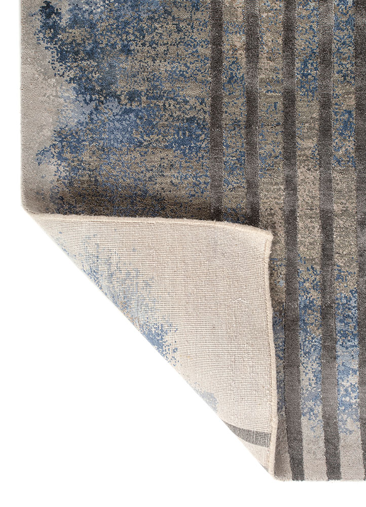 aakar by kavi grey and black wool and bamboo silk hand knotted Rug - Perspective