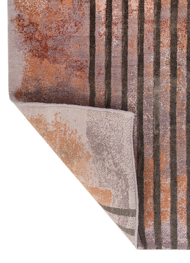 aakar by kavi pink and purple wool and bamboo silk hand knotted Rug - Perspective