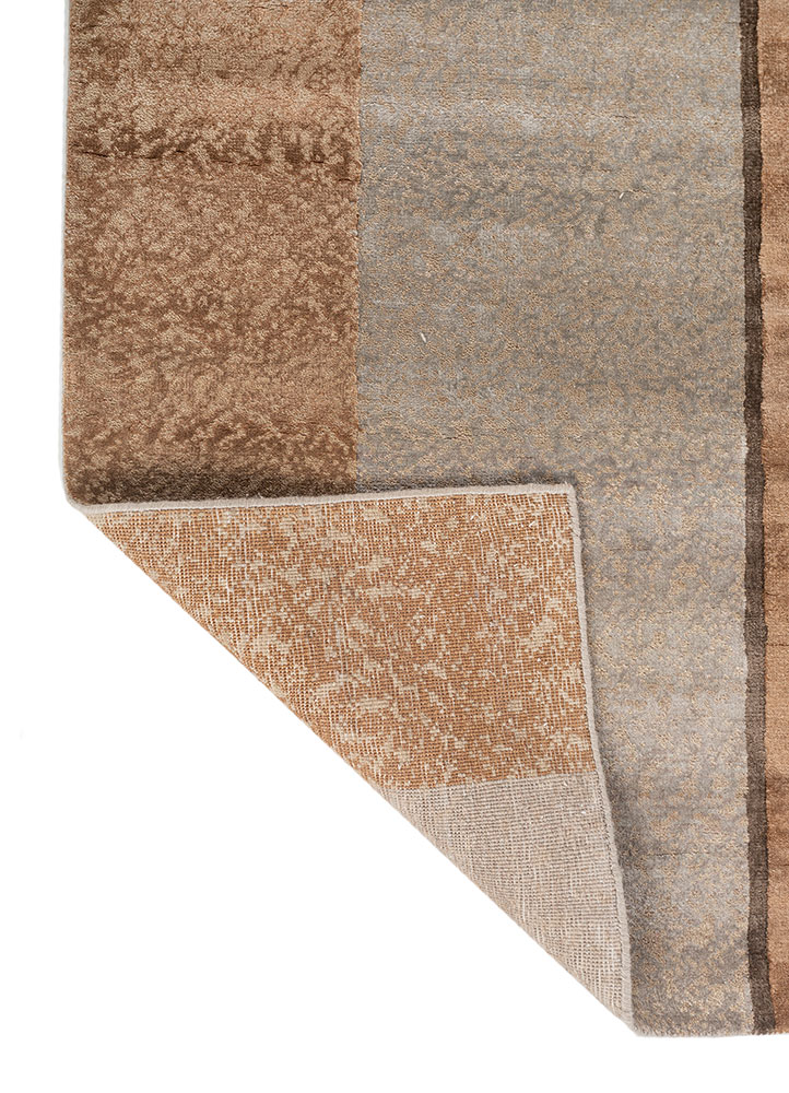 aakar by kavi beige and brown wool and bamboo silk hand knotted Rug - Perspective