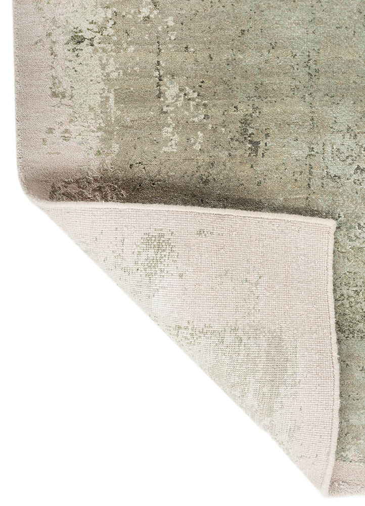 afterglow by kavi green wool and bamboo silk hand knotted Rug - Perspective