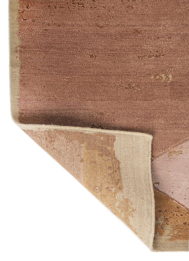 unfold by kavi pink and purple wool and bamboo silk hand knotted Rug - Perspective