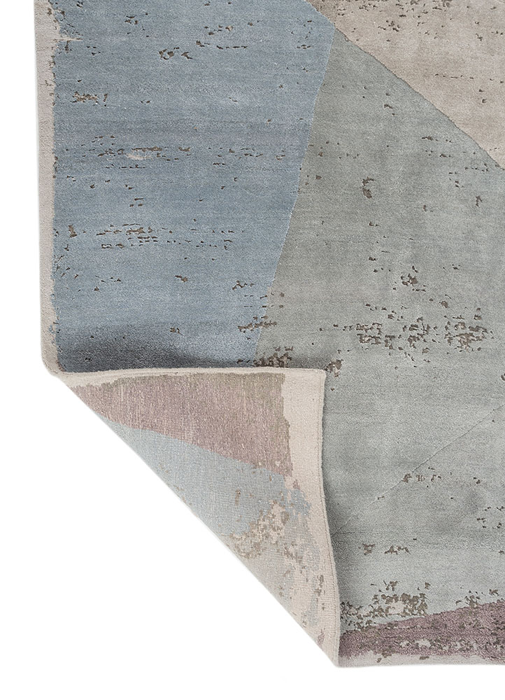 unfold by kavi pink and purple wool and bamboo silk hand knotted Rug - Perspective