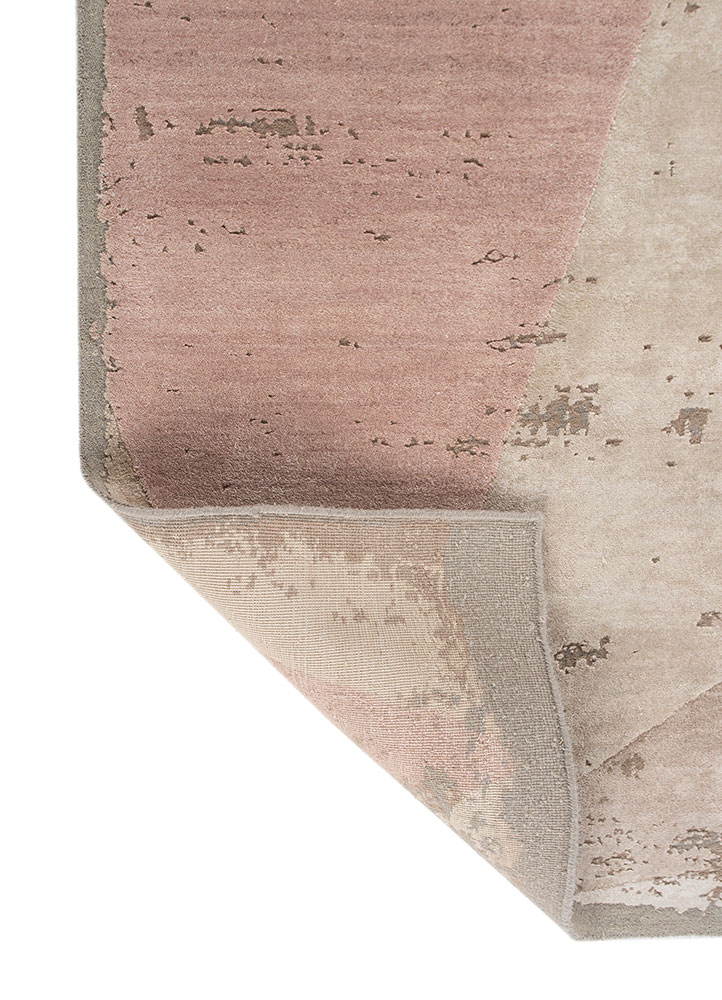 unfold by kavi pink and purple wool and bamboo silk hand knotted Rug - Perspective