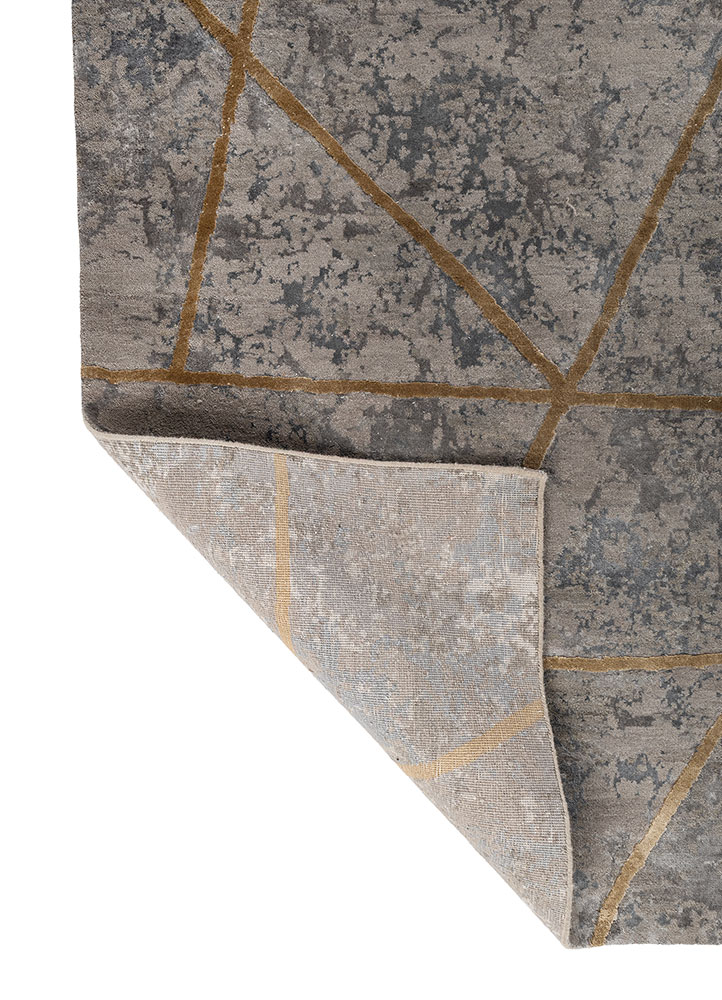 chaos theory by kavi grey and black wool and bamboo silk hand knotted Rug - Perspective