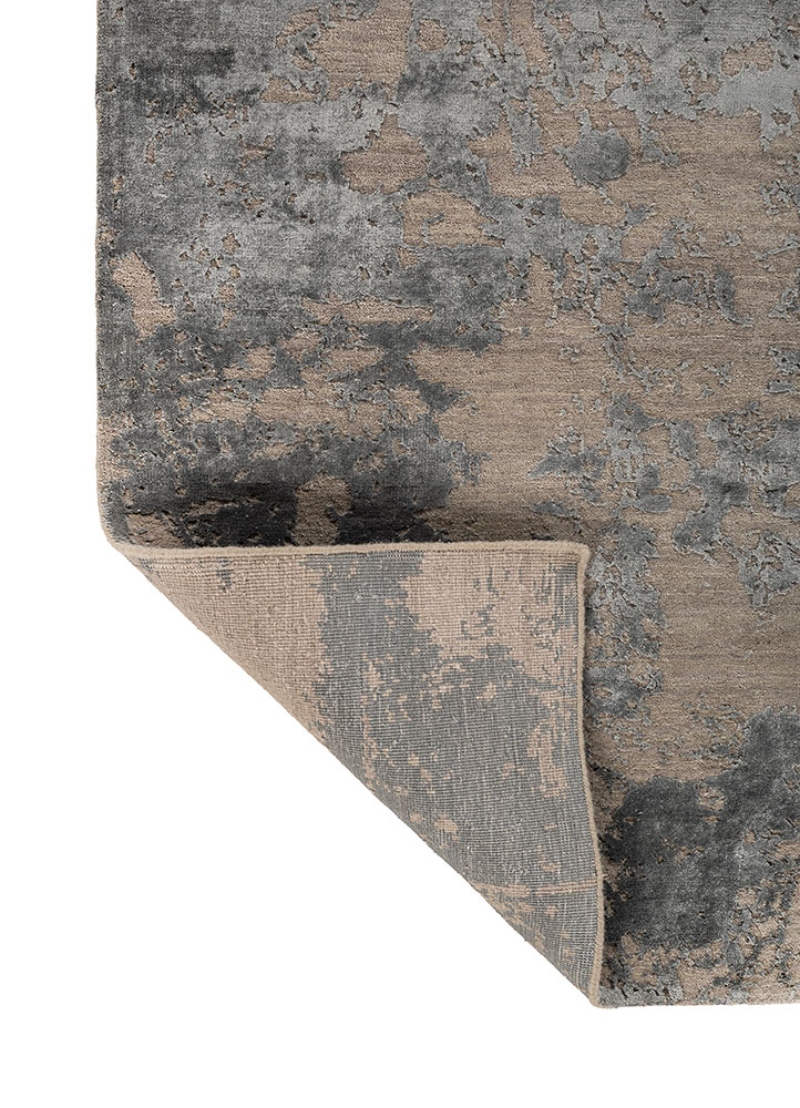 project error by kavi grey and black wool and bamboo silk hand knotted Rug - Perspective