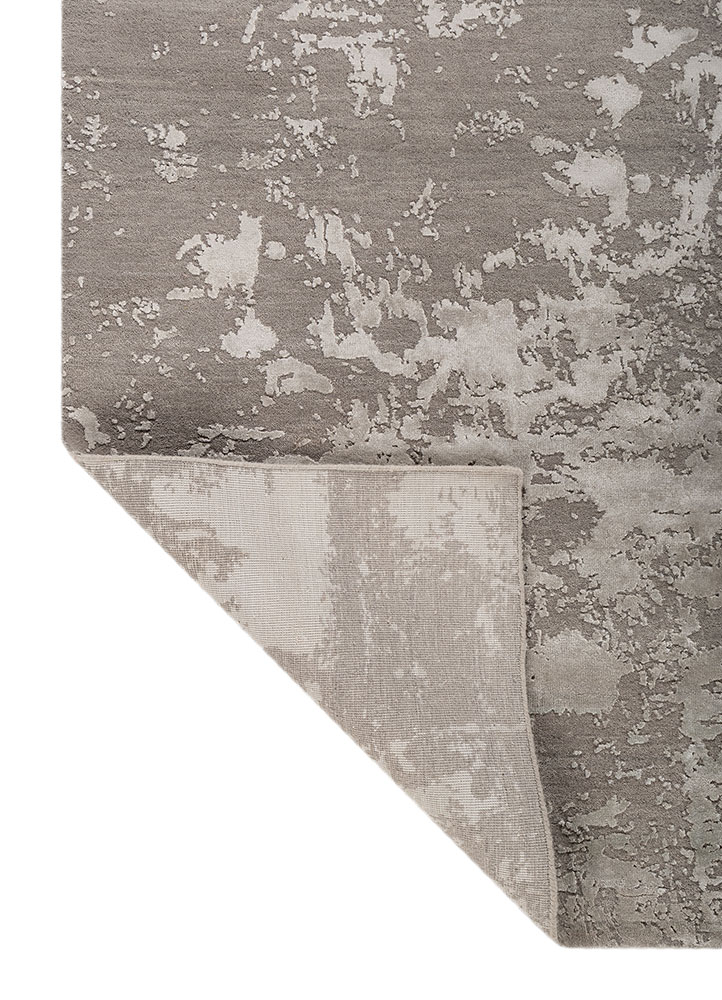 project error by kavi beige and brown wool and bamboo silk hand knotted Rug - Perspective