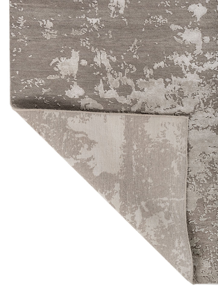 project error by kavi grey and black wool and bamboo silk hand knotted Rug - Perspective