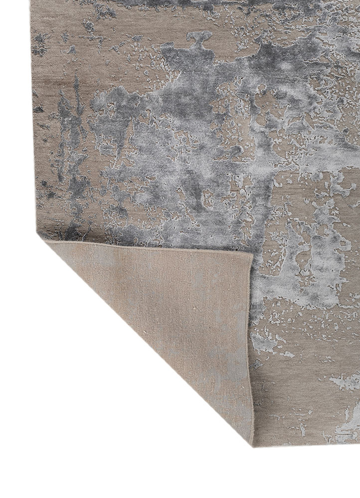 project error by kavi grey and black wool and bamboo silk hand knotted Rug - Perspective