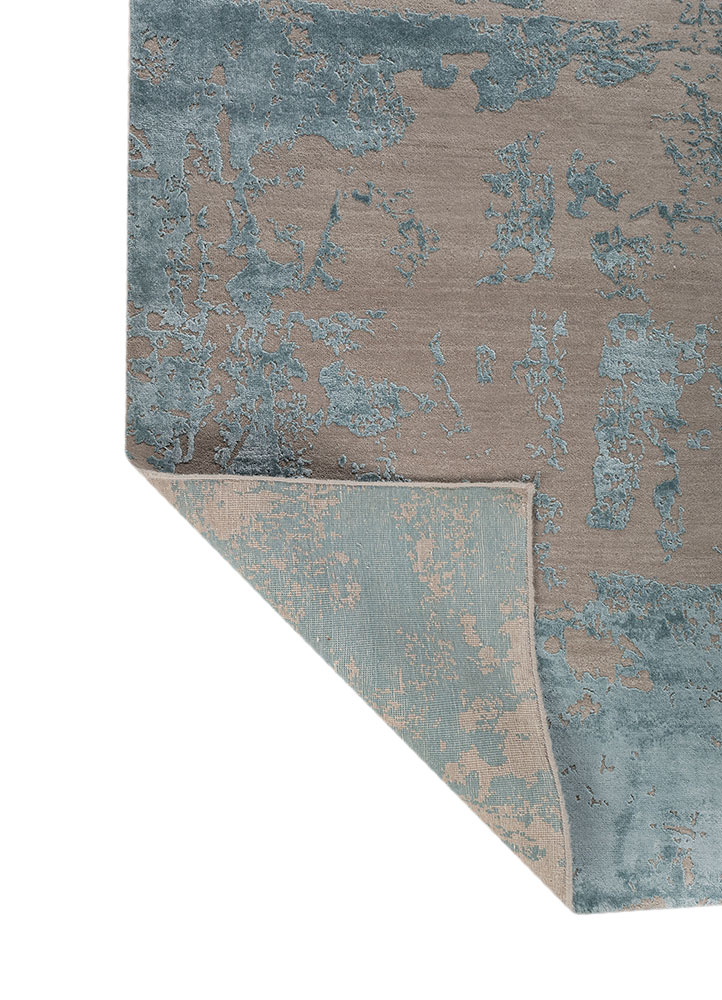project error by kavi grey and black wool and bamboo silk hand knotted Rug - Perspective