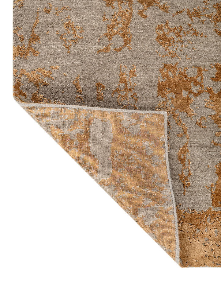 project error by kavi beige and brown wool and bamboo silk hand knotted Rug - Perspective