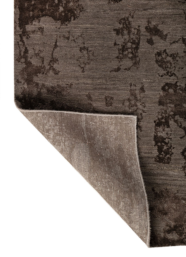 project error by kavi grey and black wool and bamboo silk hand knotted Rug - Perspective