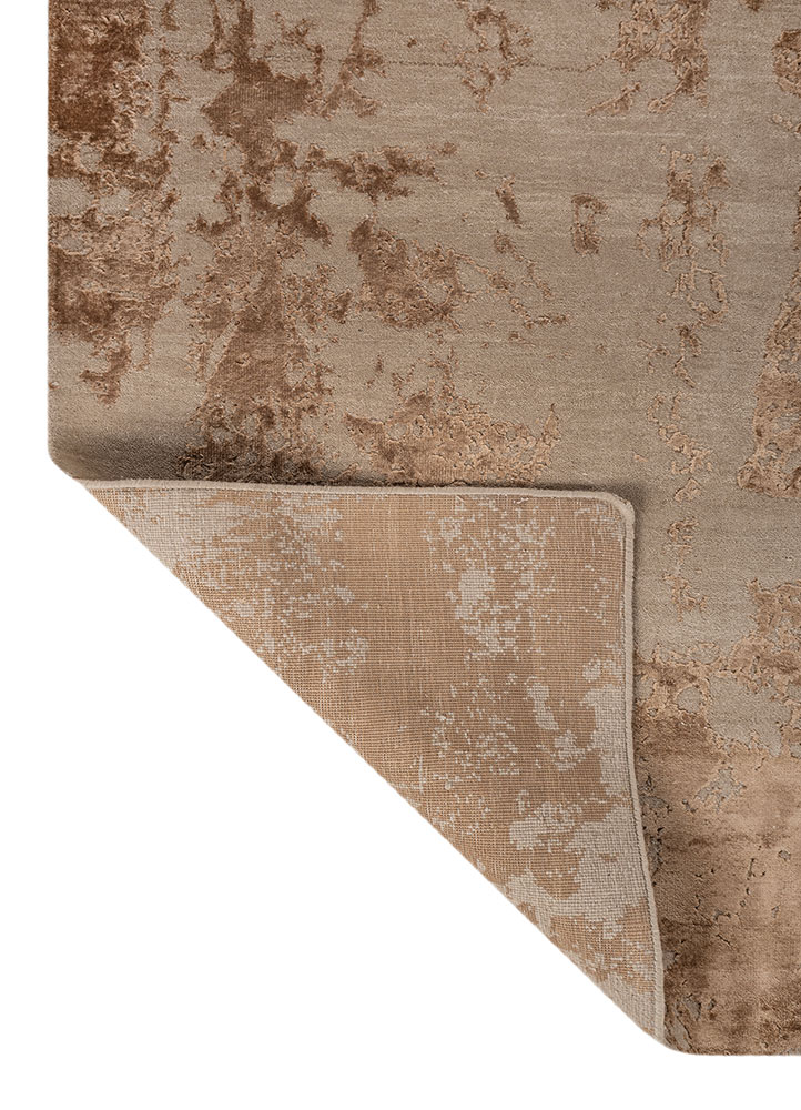 project error by kavi beige and brown wool and bamboo silk hand knotted Rug - Perspective