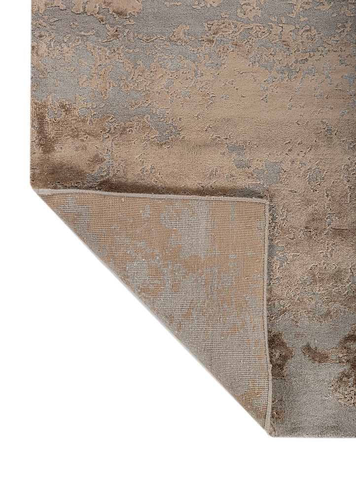 project error by kavi grey and black wool and bamboo silk hand knotted Rug - Perspective