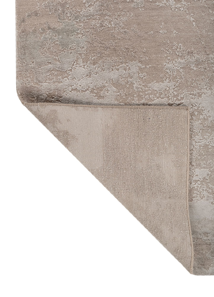 project error by kavi beige and brown wool and bamboo silk hand knotted Rug - Perspective
