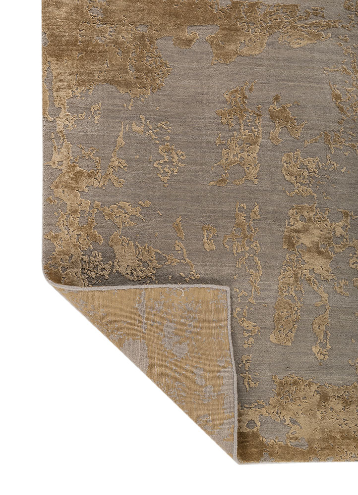project error by kavi beige and brown wool and bamboo silk hand knotted Rug - Perspective