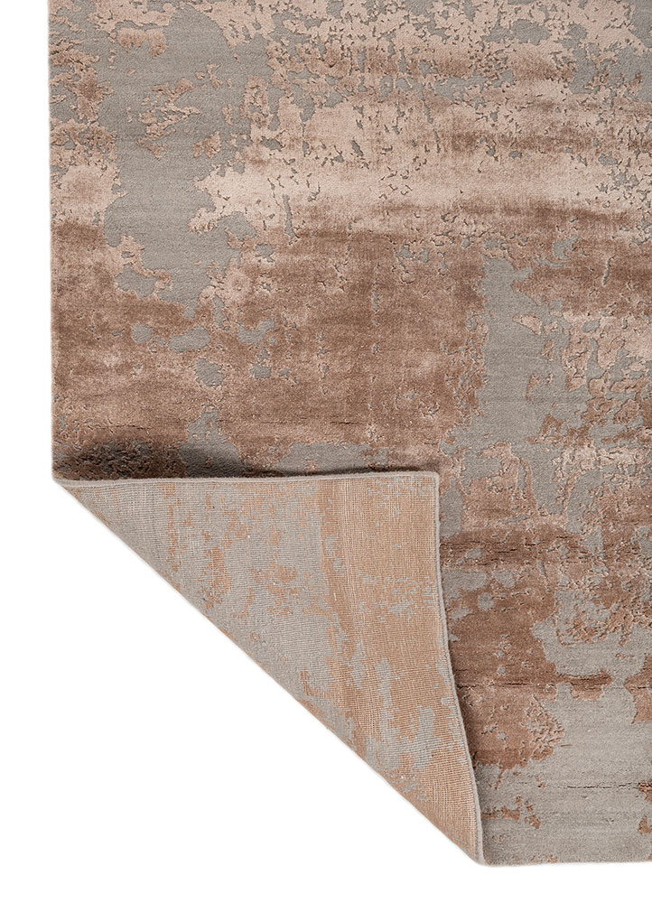 project error by kavi grey and black wool and bamboo silk hand knotted Rug - Perspective