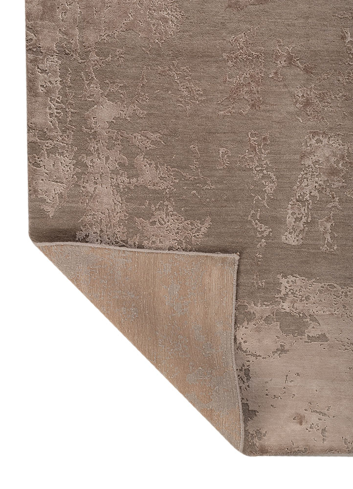 project error by kavi beige and brown wool and bamboo silk hand knotted Rug - Perspective