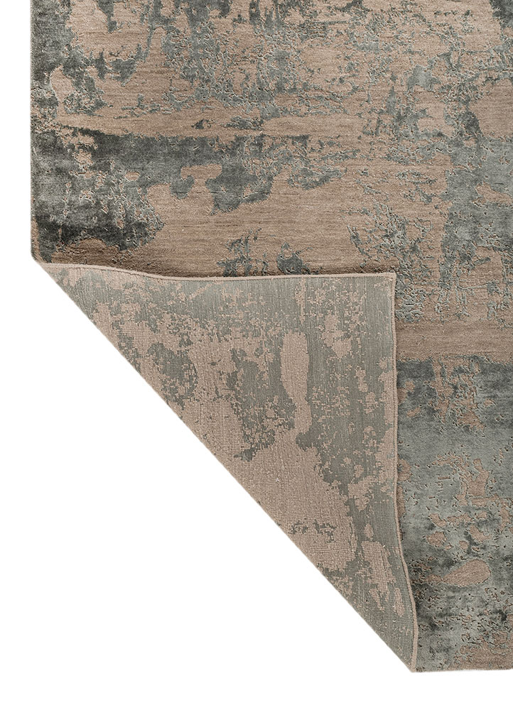 project error by kavi beige and brown wool and bamboo silk hand knotted Rug - Perspective