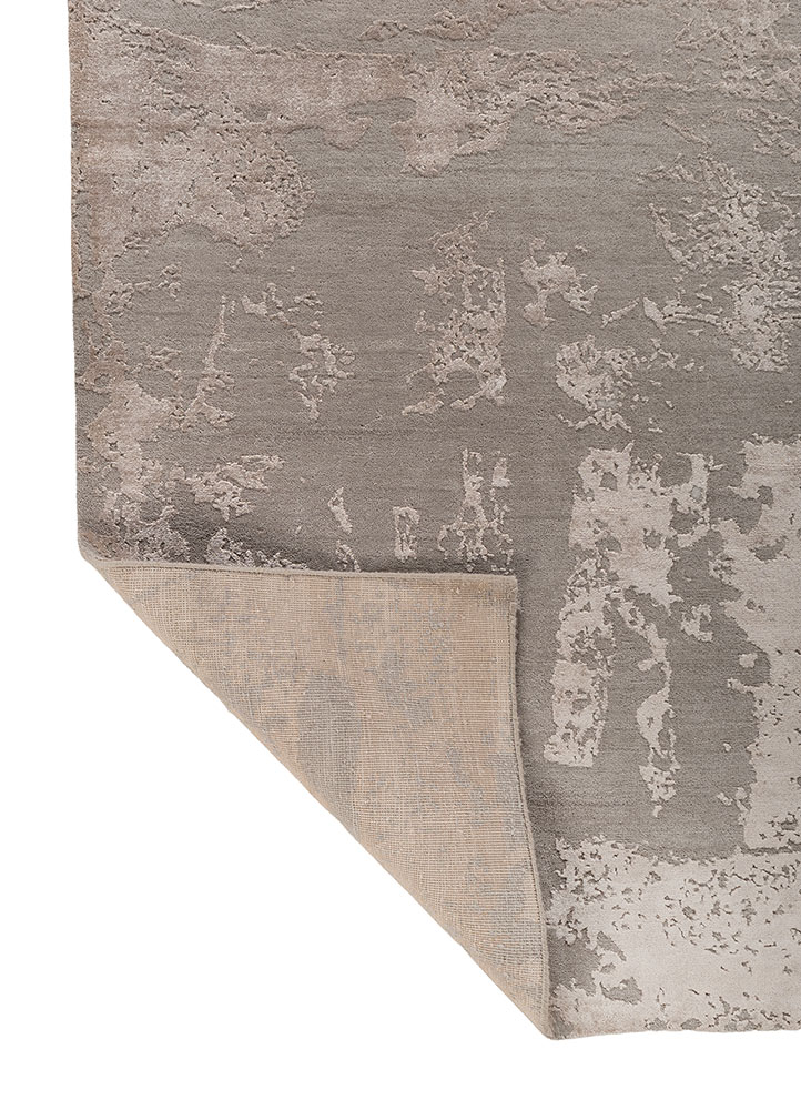 project error by kavi grey and black wool and bamboo silk hand knotted Rug - Perspective