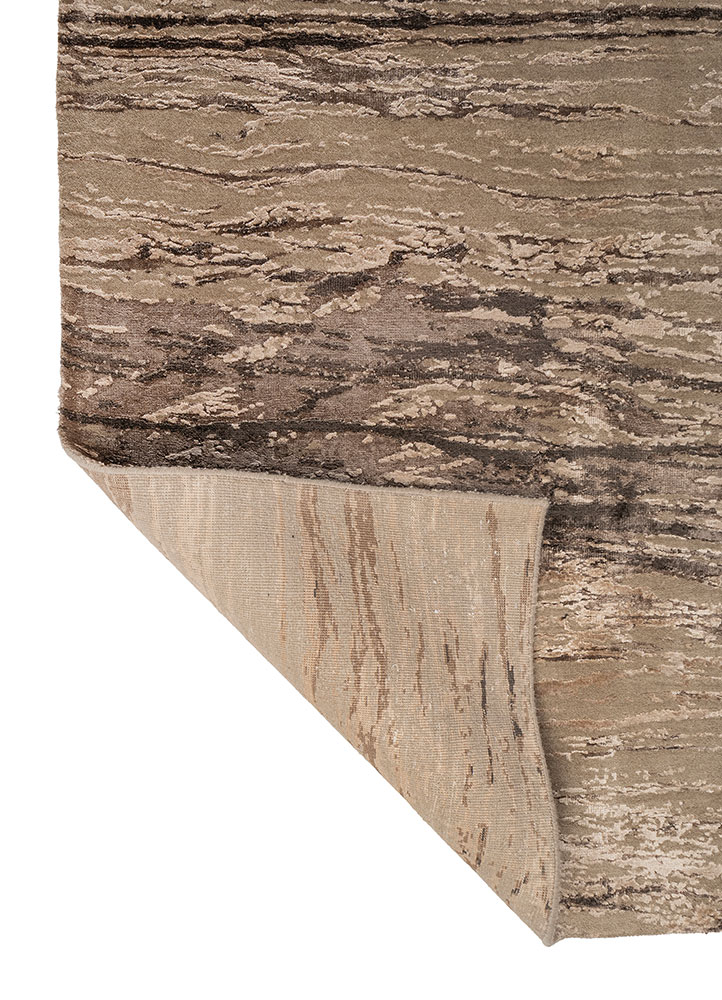project error by kavi beige and brown wool and bamboo silk hand knotted Rug - Perspective