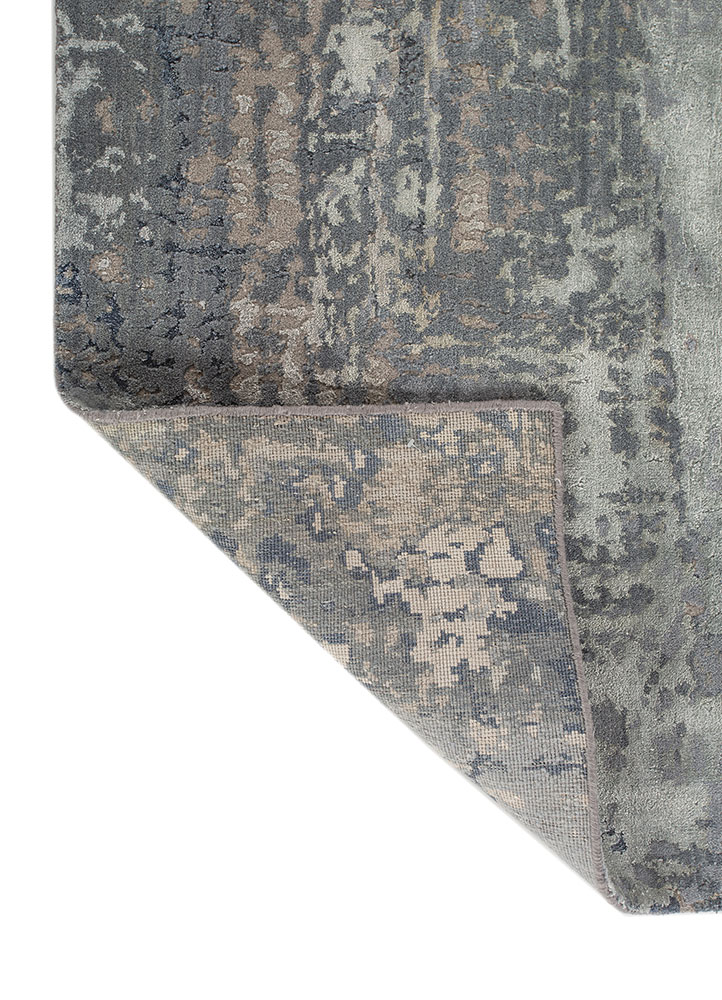 chaos theory by kavi grey and black wool and bamboo silk hand knotted Rug - Perspective