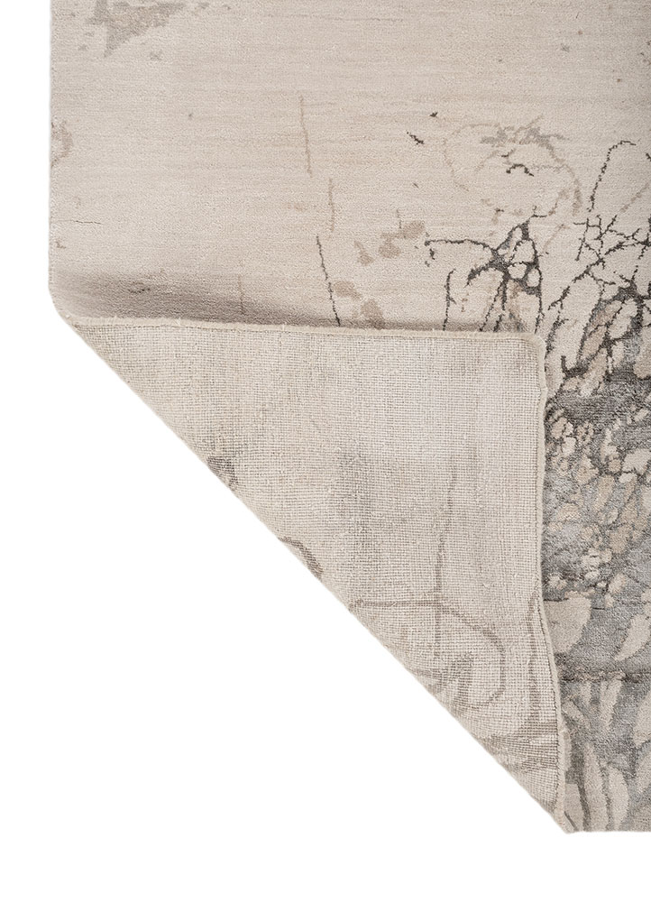 free verse by kavi ivory wool and bamboo silk hand knotted Rug - Perspective
