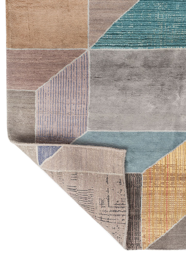 chaos theory by kavi grey and black wool and bamboo silk hand knotted Rug - Perspective