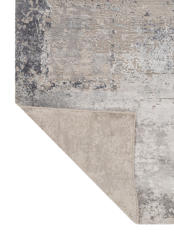 chaos theory by kavi beige and brown wool and bamboo silk hand knotted Rug - Perspective