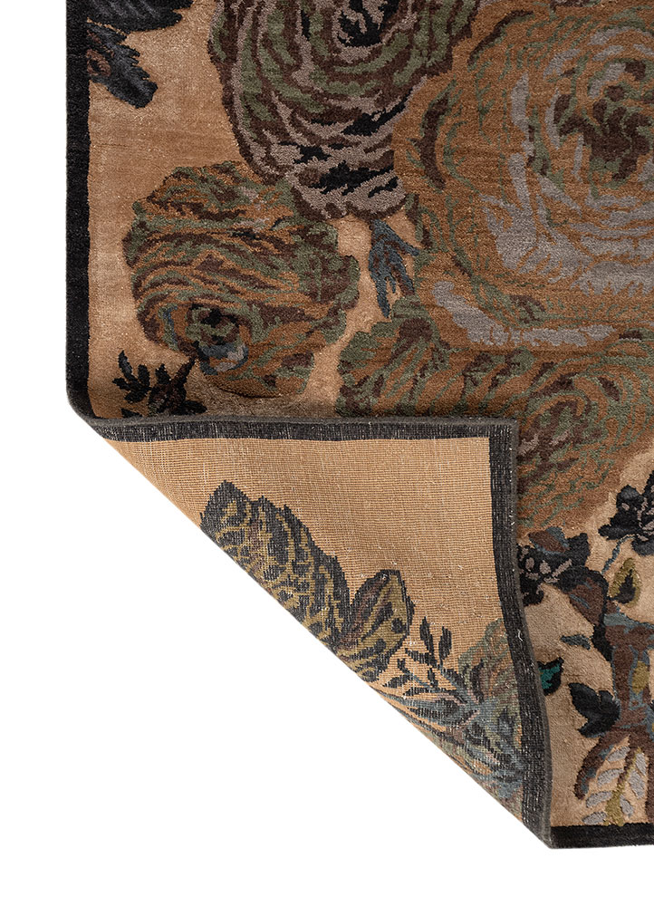 gilded age gold wool and bamboo silk hand knotted Rug - Perspective