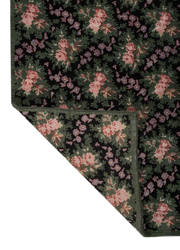 gilded age grey and black wool and bamboo silk hand knotted Rug - Perspective