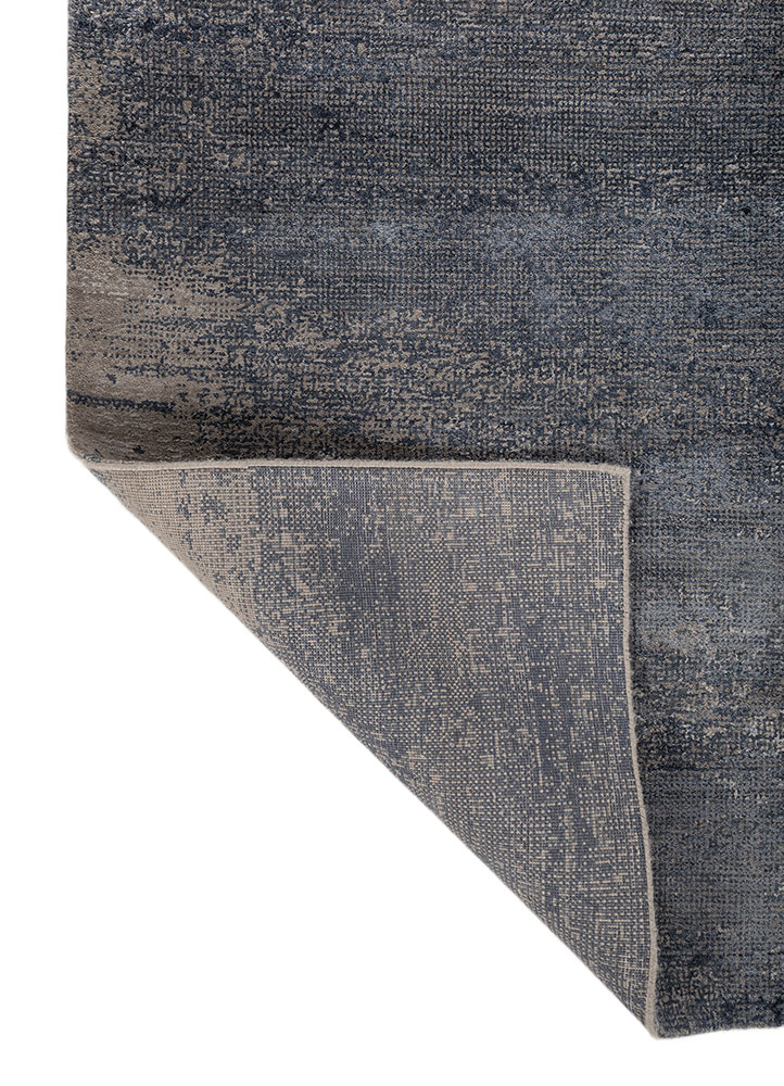afterglow by kavi grey and black wool and bamboo silk hand knotted Rug - Perspective