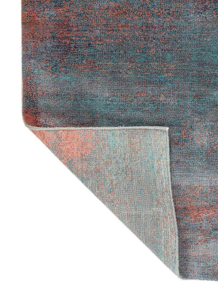 afterglow by kavi blue wool and bamboo silk hand knotted Rug - Perspective