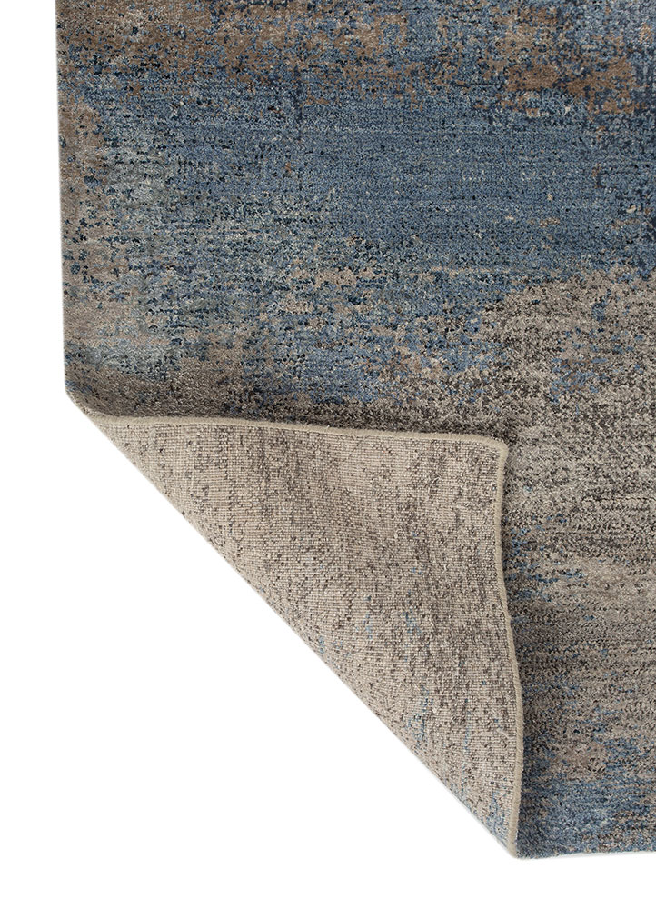 afterglow by kavi beige and brown wool and bamboo silk hand knotted Rug - Perspective