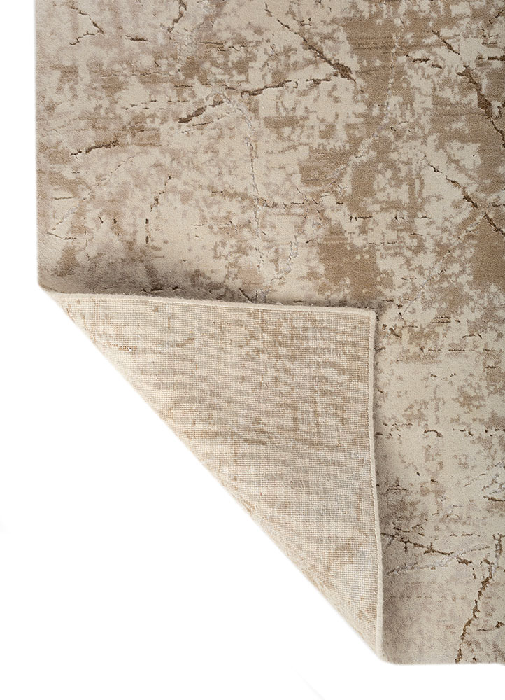 urban pause by kavi ivory wool and bamboo silk hand knotted Rug - Perspective
