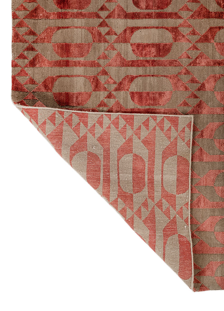 aprezo beige and brown wool and bamboo silk hand knotted Rug - Perspective