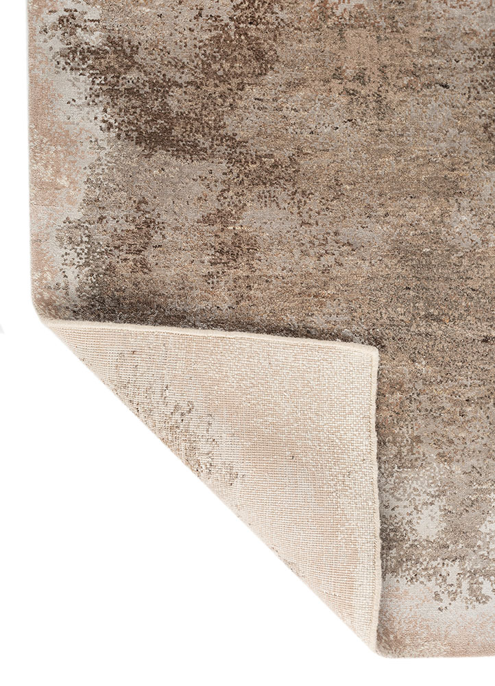 hidden by kavi beige and brown wool and bamboo silk hand knotted Rug - Perspective