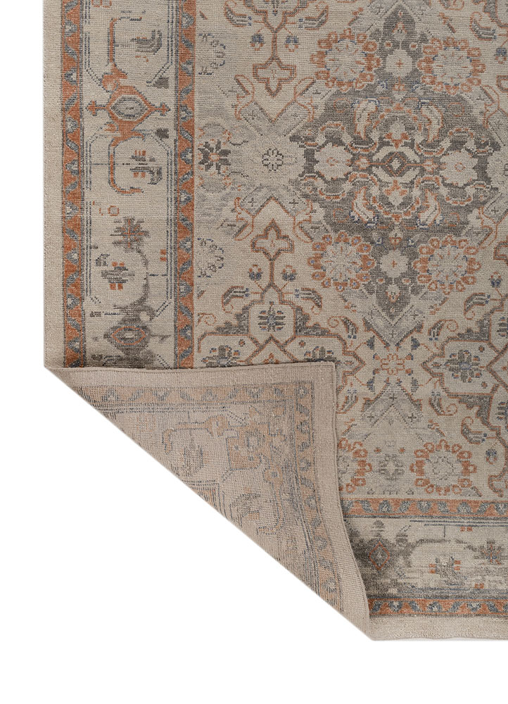 erbe beige and brown wool hand knotted Rug - Perspective
