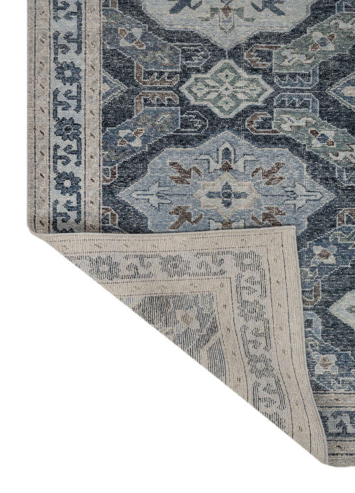 erbe blue wool hand knotted Rug - Perspective