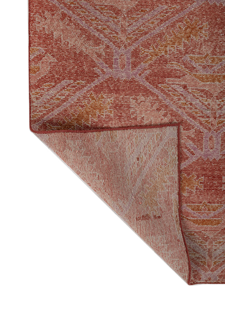 erbe red and orange wool hand knotted Rug - Perspective