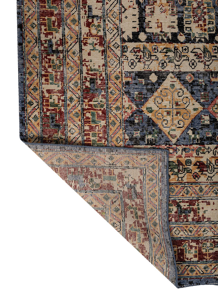 erbe blue wool hand knotted Rug - Perspective