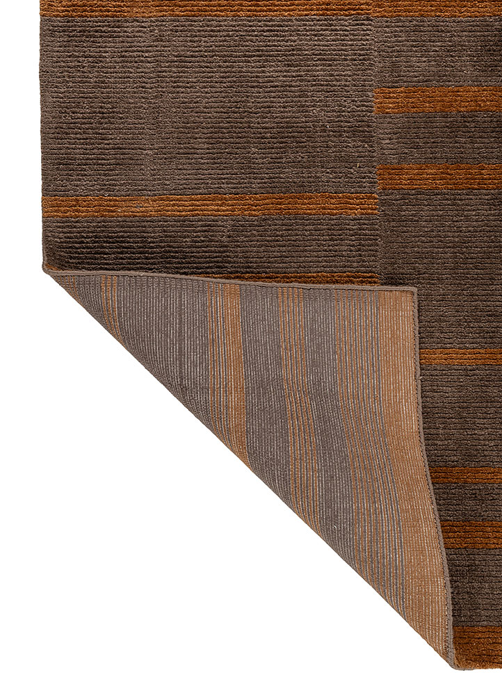 tesoro beige and brown polyester hand loom Rug - Perspective