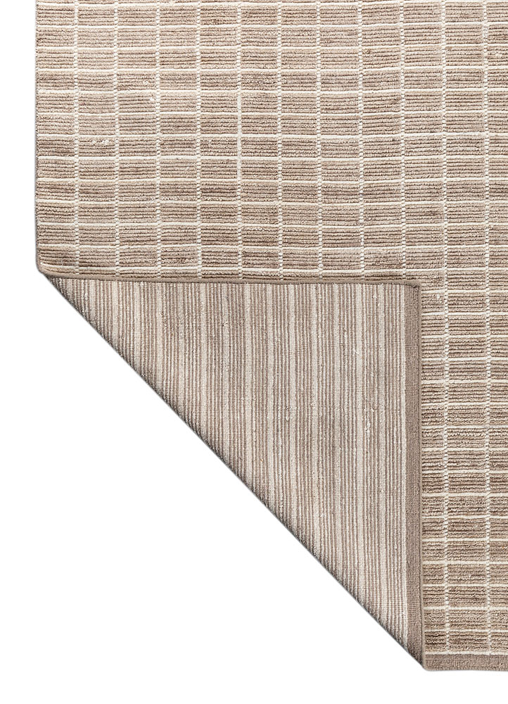 saga beige and brown wool hand loom Rug - Perspective