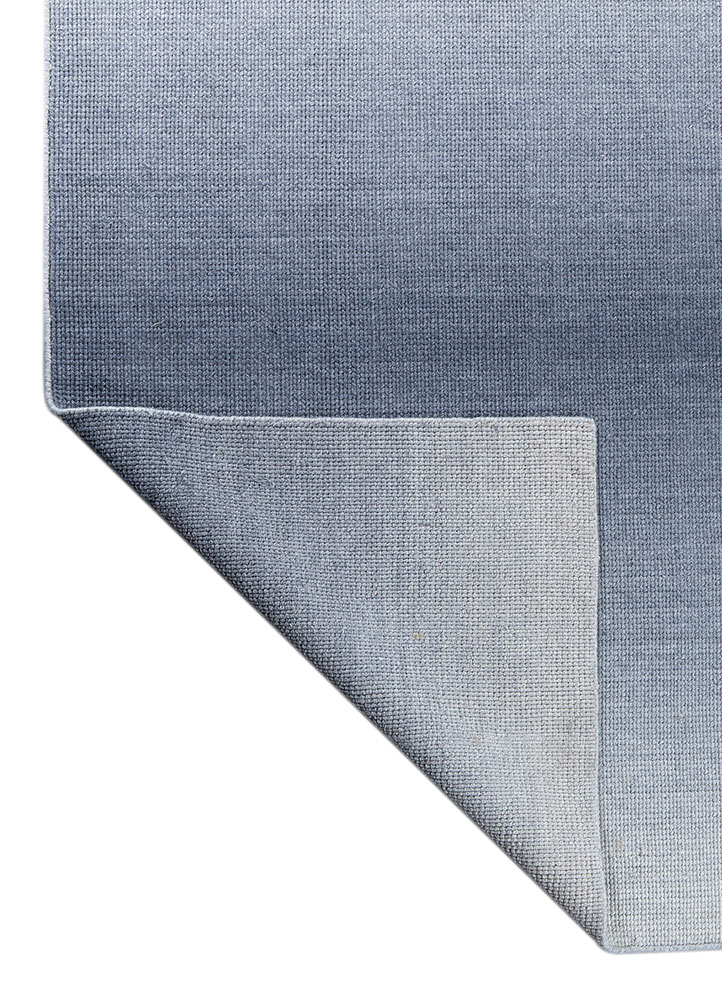 jean blue wool hand loom Rug - Perspective