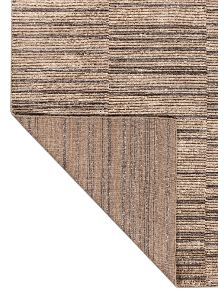 saga beige and brown wool hand loom Rug - Perspective