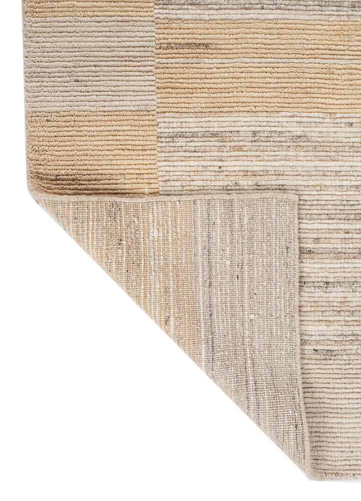saga beige and brown wool hand loom Rug - Perspective