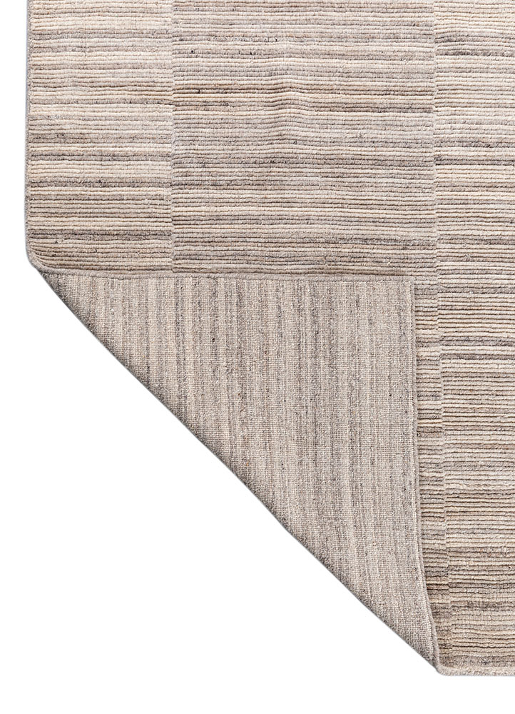 saga beige and brown wool hand loom Rug - Perspective